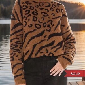 ⬛️ Line And Dot Anthropologie Line & Dot Alee Animal-Jacquard Sweater Women XS